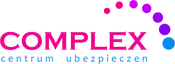 Logo CU - Complex - napis centrum ubezpieczeń w kolorze niebieskim i jasno różowym